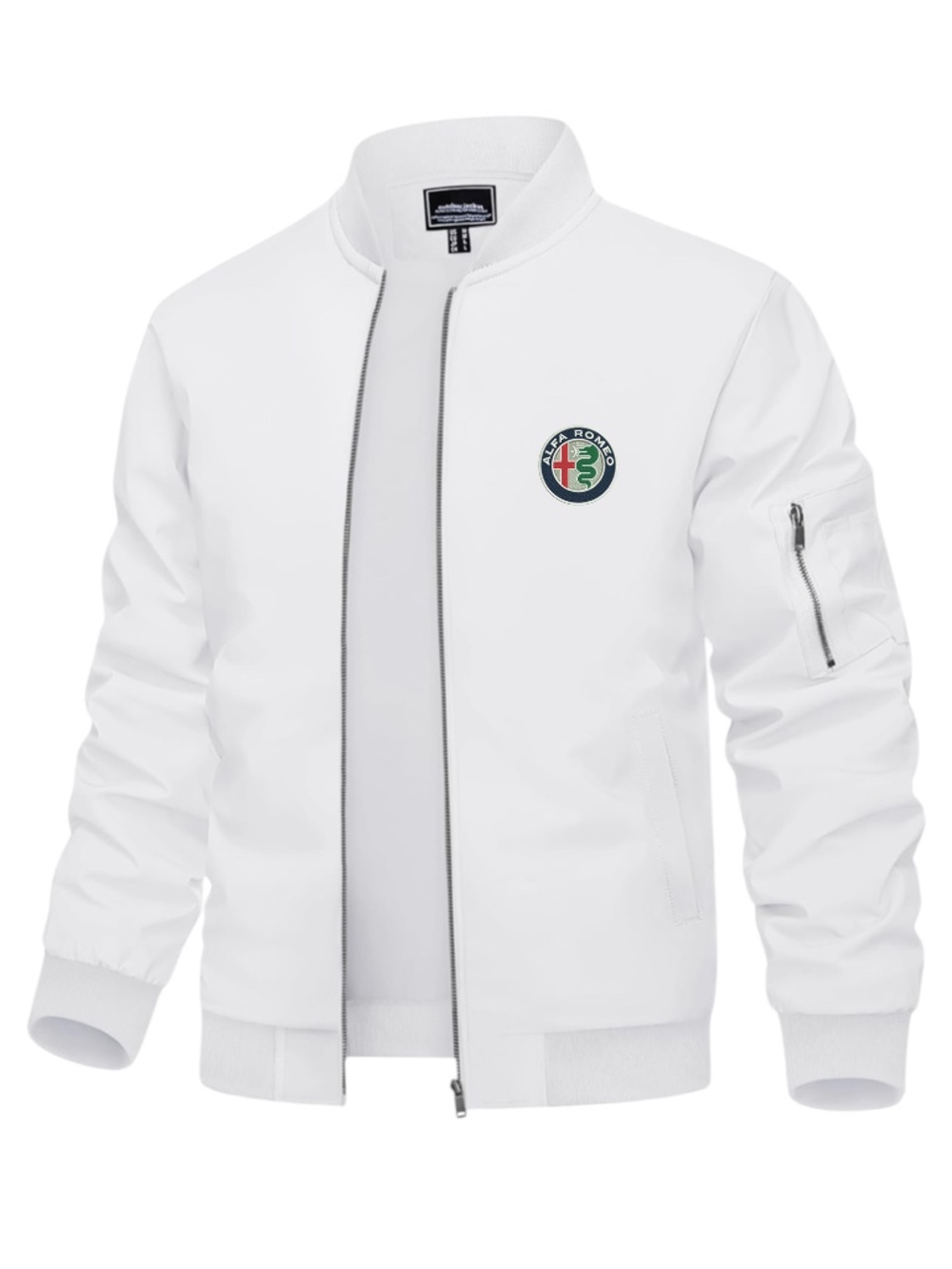 Men’s Alfa Romeo Embroidered Lightweight Bomber Jacket White